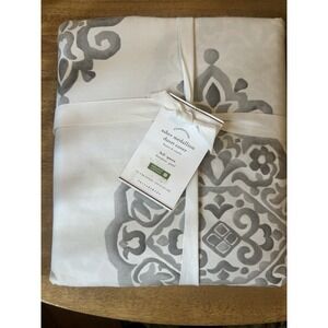 Pottery Barn Asher Medallion Organic Cotton Duvet Cover bed Gray Full Queen